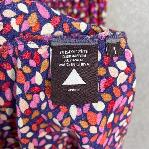 Mister Zimi Size 12 River Birch Dahlia Long Sleeve Smocked Bodice Midi Dress - Picture 7 of 7